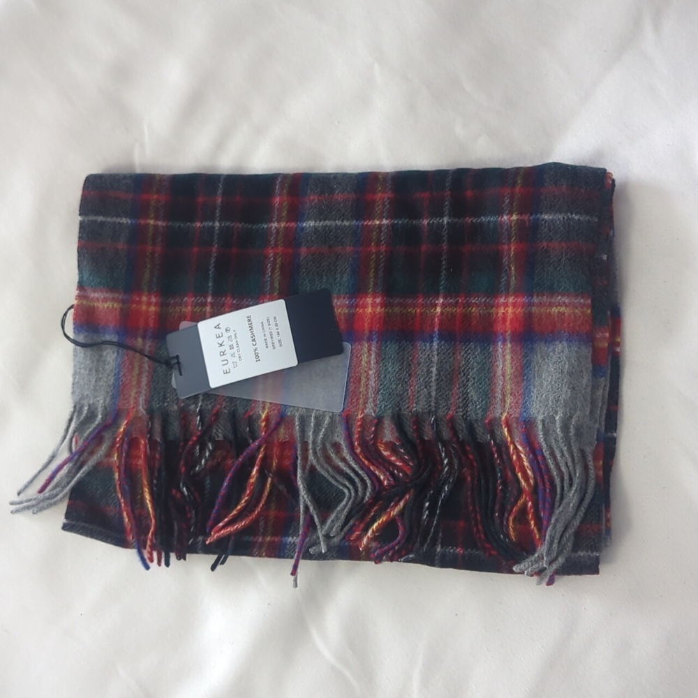 Eurkea 100 % Pure Cashmere Plaid Scarf